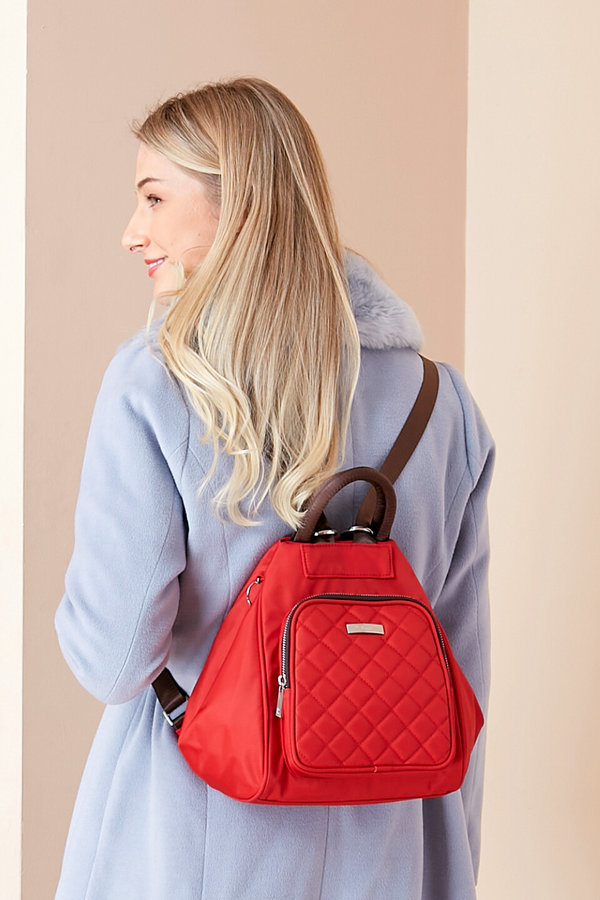 Women Red Stylish Leather Backpack, 10 KG, Number Of Compartments: 4 at Rs  339 in New Delhi